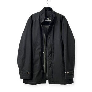 Giovanni Valentino Men's Black Winter Coat L Poly Puffer Jacket Rabbit Collar